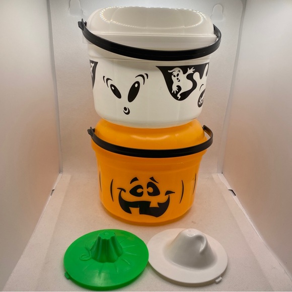 2 McDonald’s Halloween Happy Meal Trick or Treat Pumpkin Ghost Pails Vin… - Picture 2 of 16